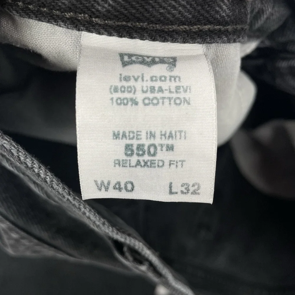 Levi's 550 Jeans Men's 40x32 (38x30) Relaxed Fit Black Tapered Leg Haiti 11/2008